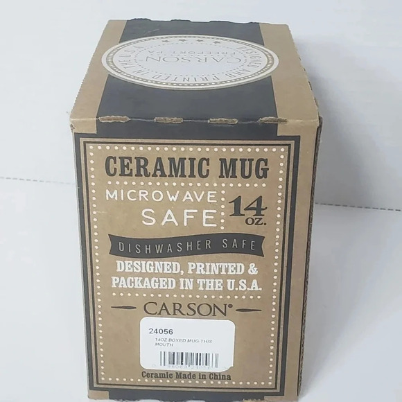 NWT,Carson Freeport PA USA 14oz White/Black  Ceramic Mug. - Picture 4 of 4